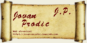 Jovan Prodić vizit kartica